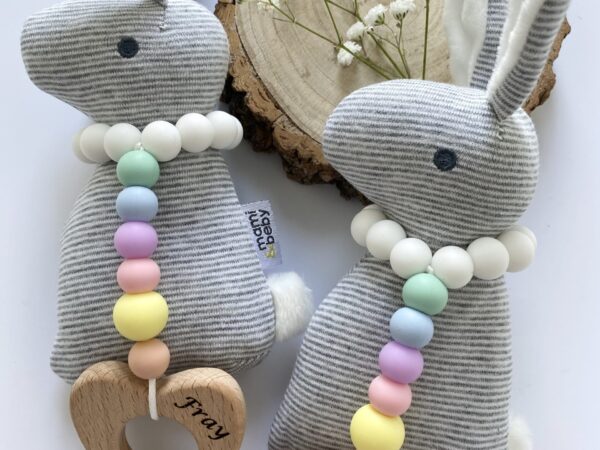 Personalized Bunny Squeak Soft Toy - Rainbow