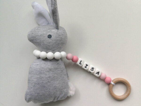 Personalized Bunny Squeak Soft Toy - Pink powder