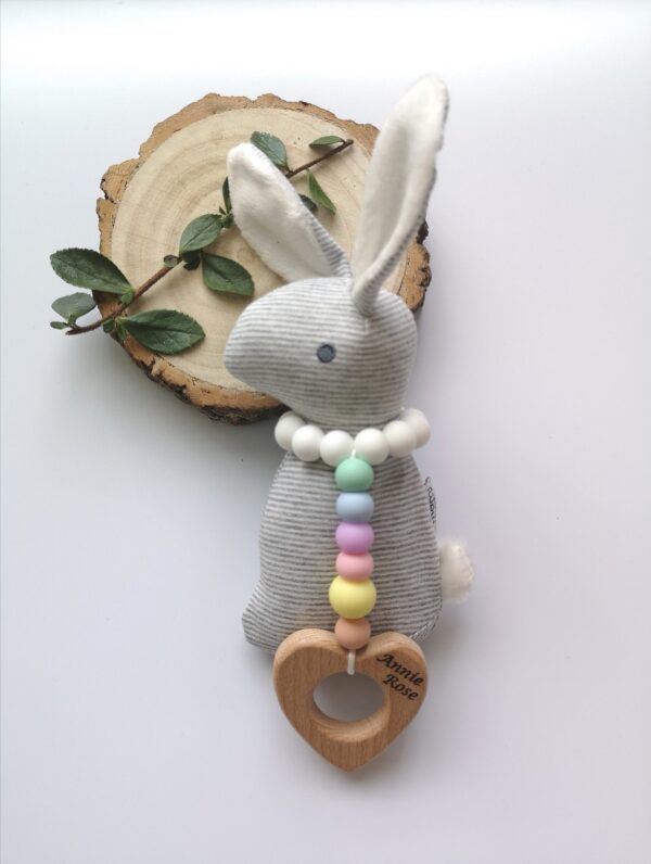 Personalized Bunny Squeak Soft Toy - Rainbow