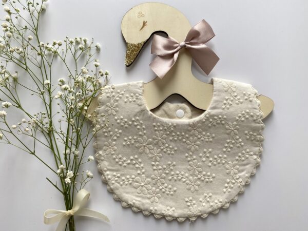 Cotton Bib - Embroidered Flowers